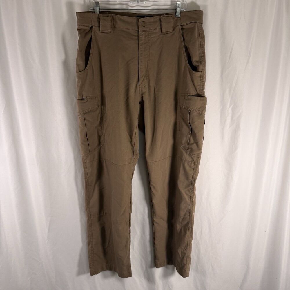 Tru-Spec Tactical Pants Men's 36x32 Brown Cargo Utility Stretch Waist Snap Zip